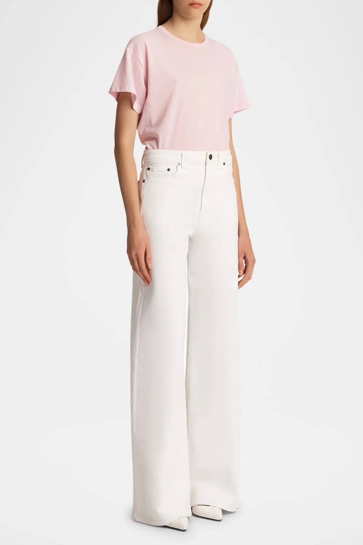 KHAITE Maeve Short Sleeve Cotton Top - Peony