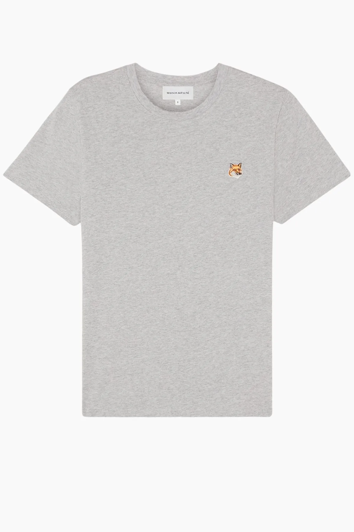 Maison Kitsun Fox Head Patch T-Shirt - Light Grey Melange
