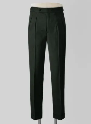 Napolean Stretch Dark Green Wool Highland Trouser