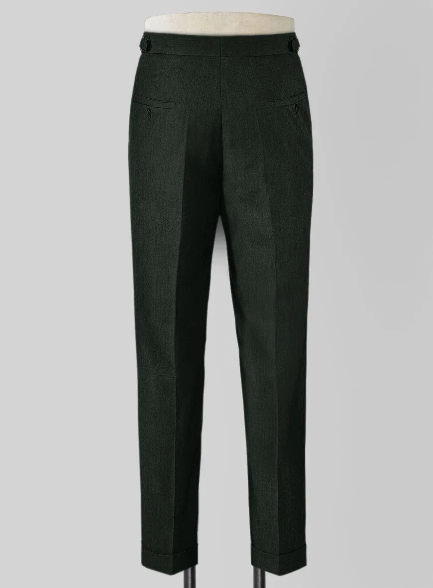 Napolean Stretch Dark Green Wool Highland Trouser
