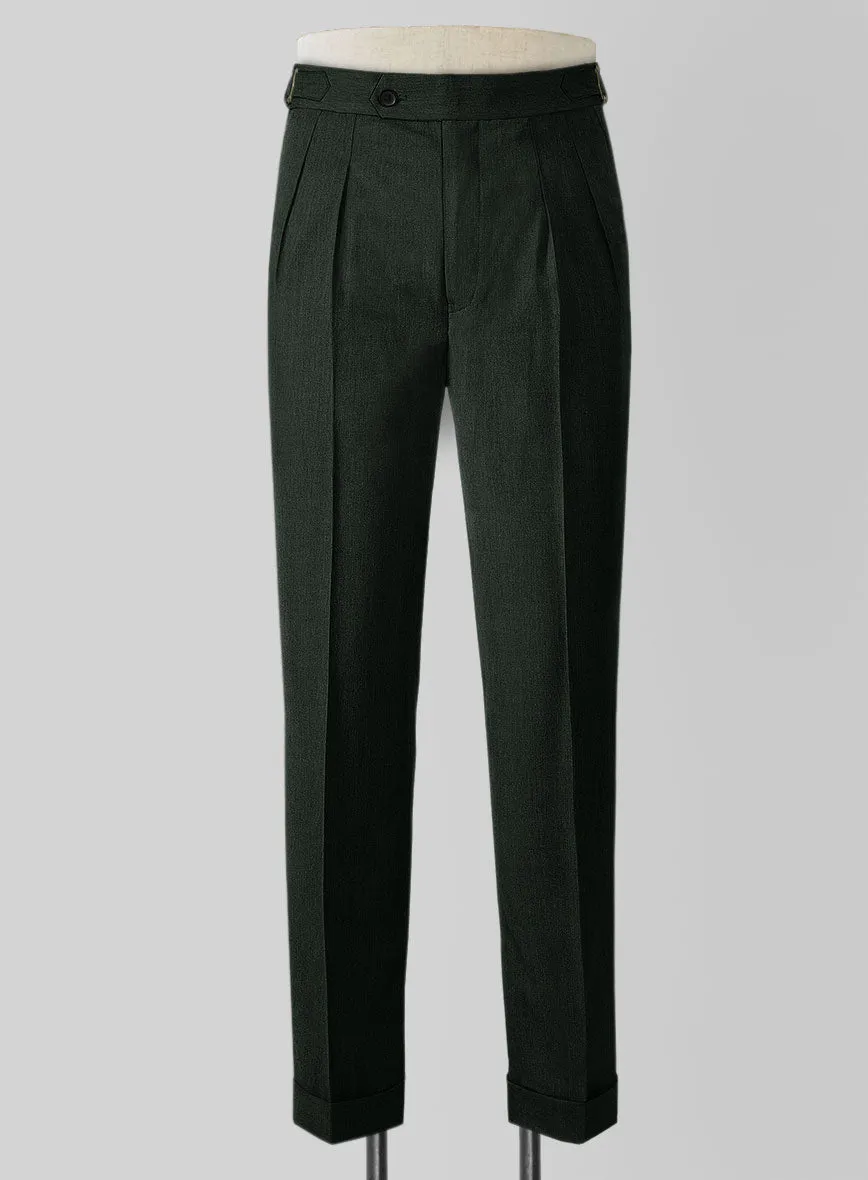 Napolean Stretch Dark Green Wool Highland Trouser