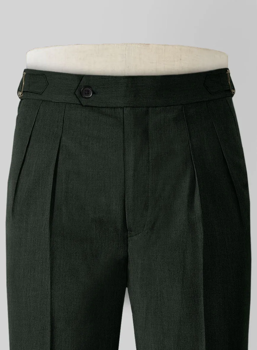 Napolean Stretch Dark Green Wool Highland Trouser