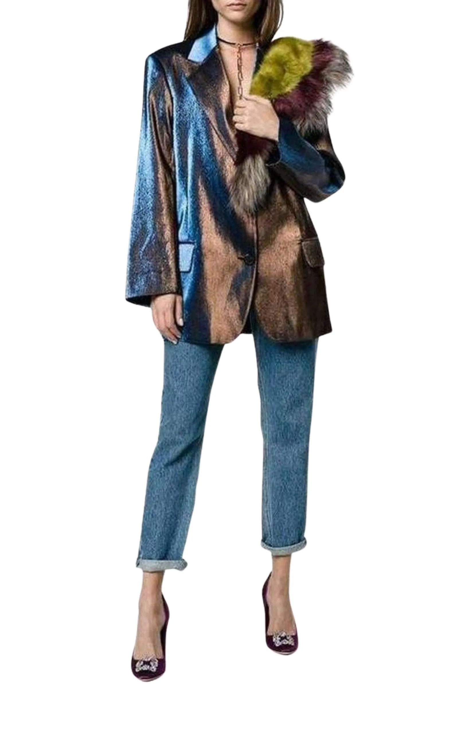 Two-Tone Lam Blazer