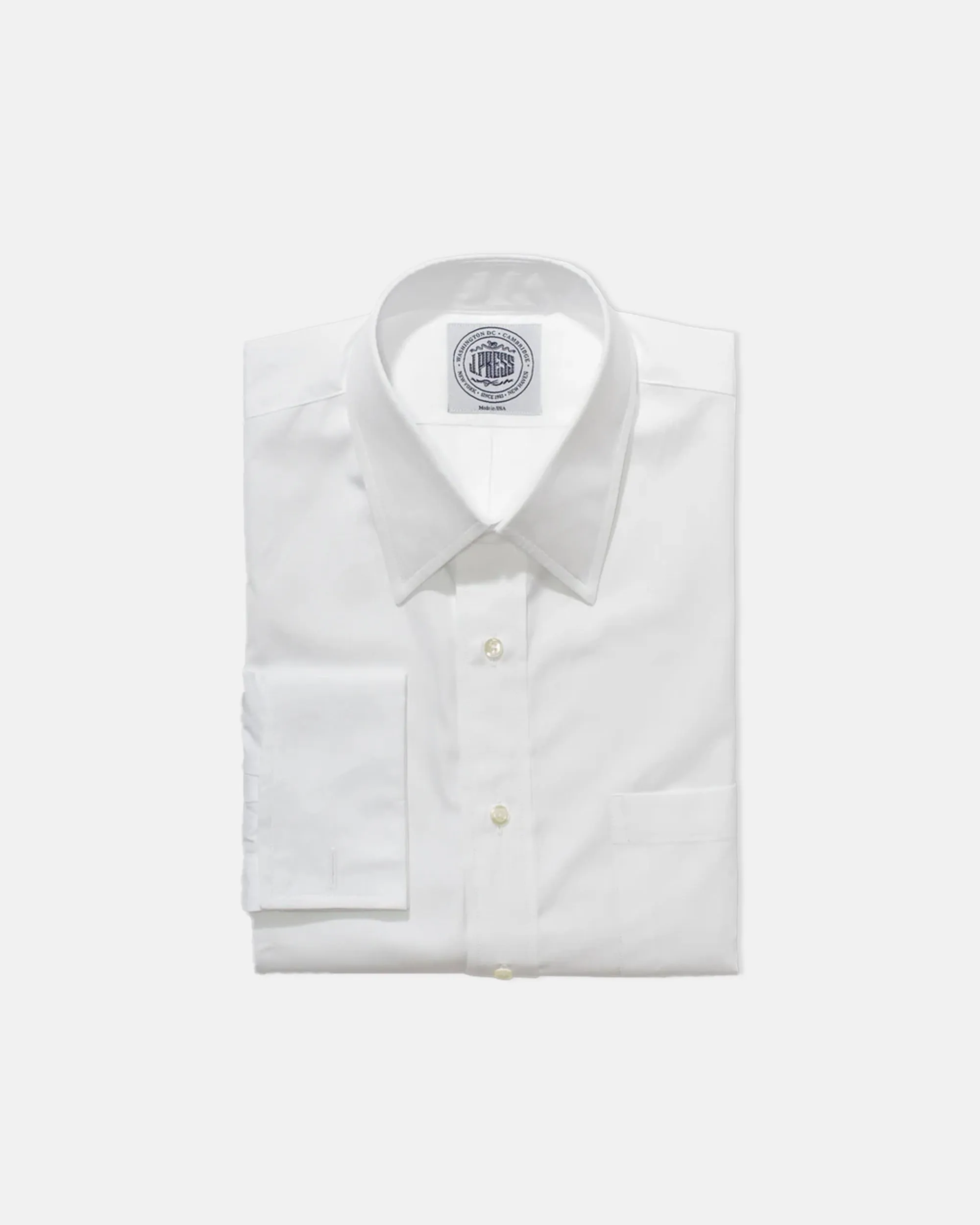 WHITE POINT COLLAR FRENCH CUFFED DRESS SHIRT